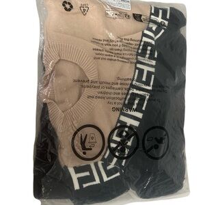 (2 PIECE) BNWT Matching Set Tan & Black Sweater with Geometric Pattern & Pants